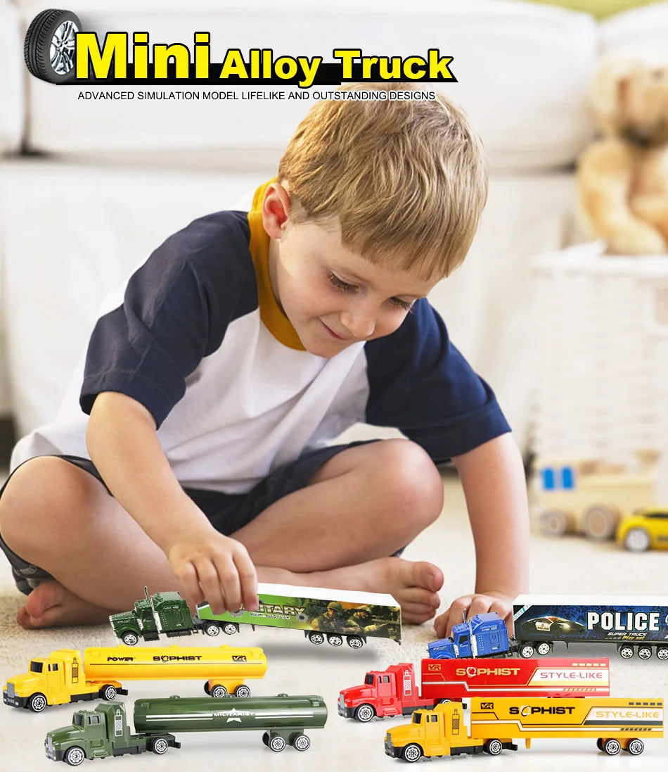 Mini Alloy Container Truck – Diecast Toy Vehicle