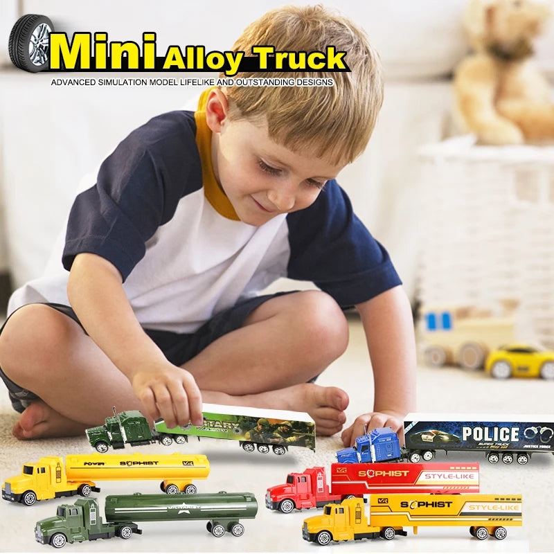 Mini Alloy Container Truck – Diecast Toy Vehicle