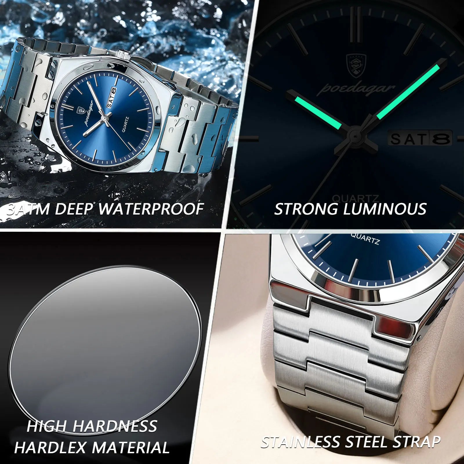 POEDAGAR Steel Horizon – Luxury Men’s Quartz Watch