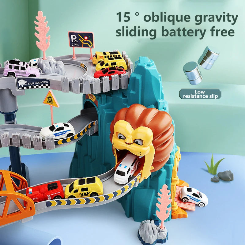 Lion Adventure Race Track – Diecast Car Racing Set for Kids