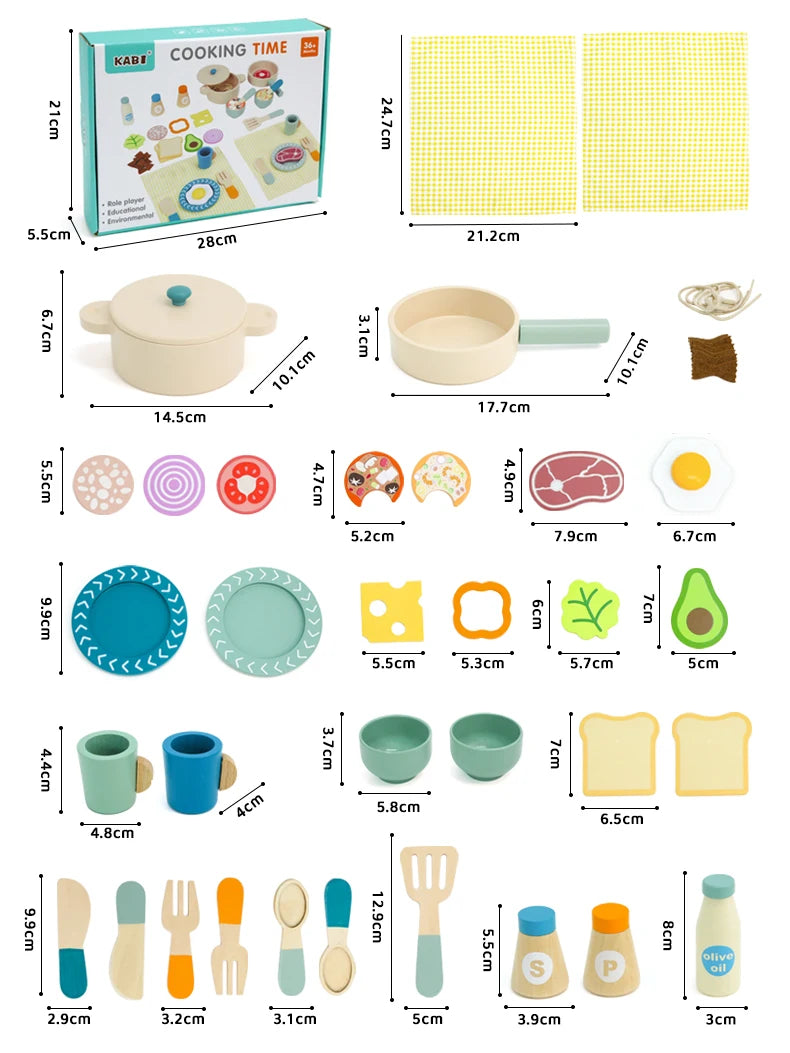 Wooden Pretend Kitchen Set for Toddlers