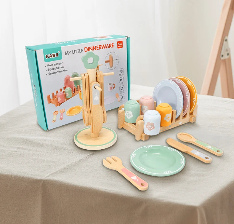 Wooden Pretend Kitchen Set for Toddlers