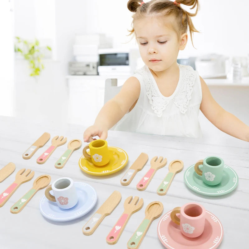 Wooden Pretend Kitchen Set for Toddlers