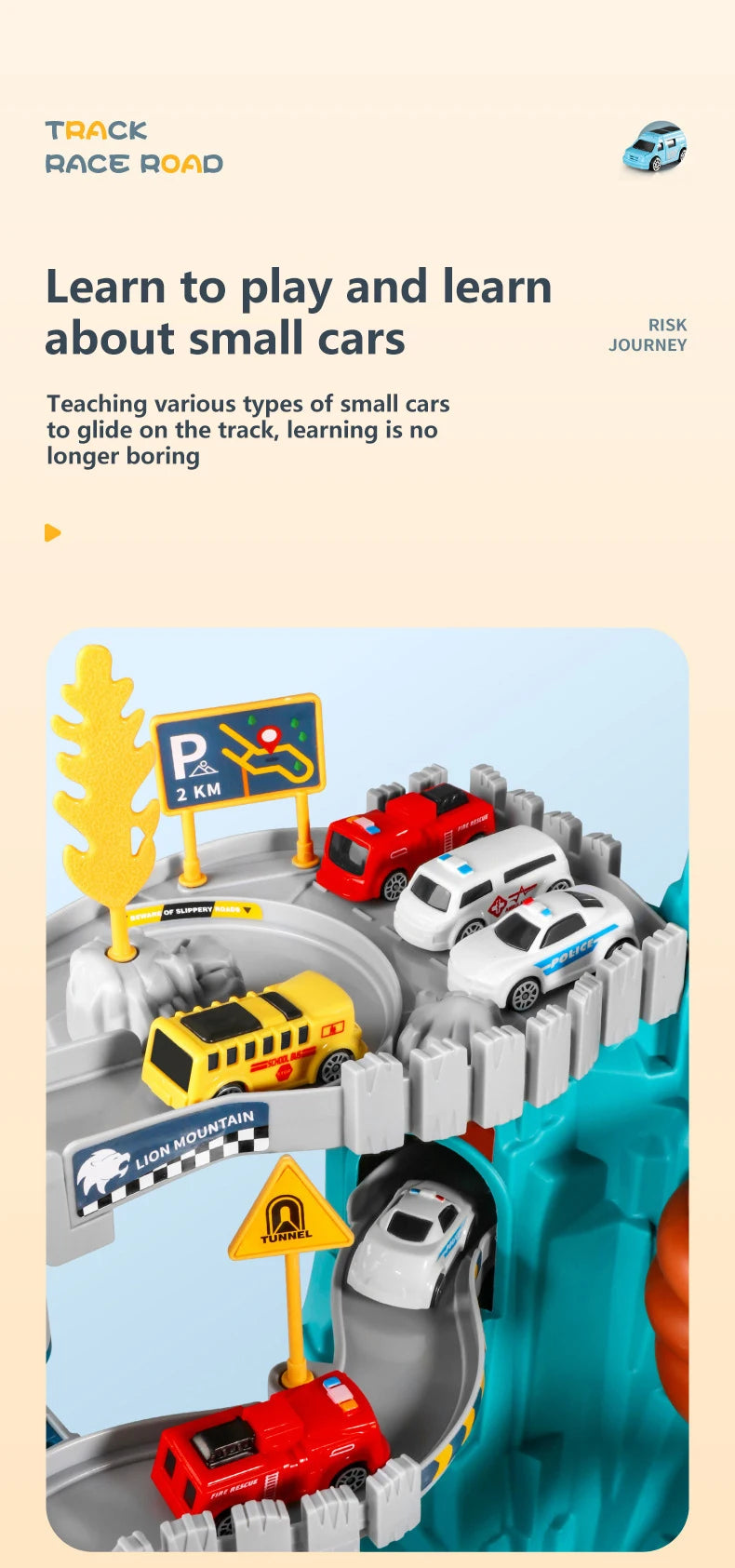 Lion Adventure Race Track – Diecast Car Racing Set for Kids