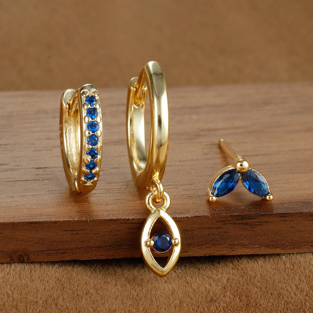 Zenith Trio – The Fashionable Blue Zircon Earring Se
