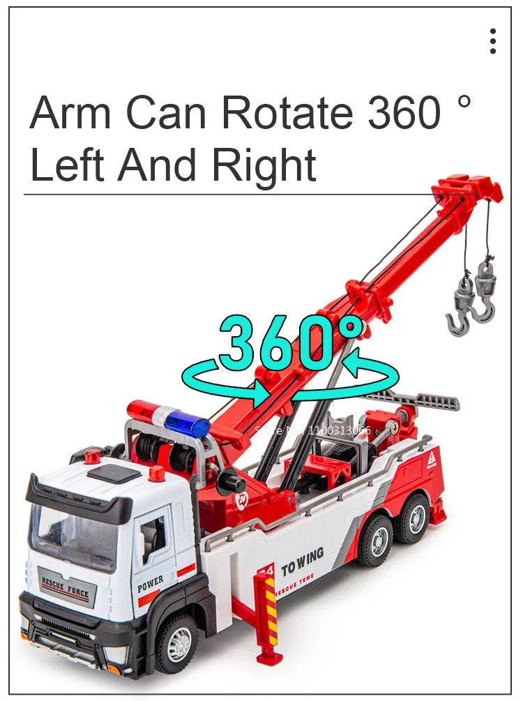 PowerTow 1:32 Alloy Wrecker Truck – Metal Diecast Rescue Vehicle with Lights & Sound