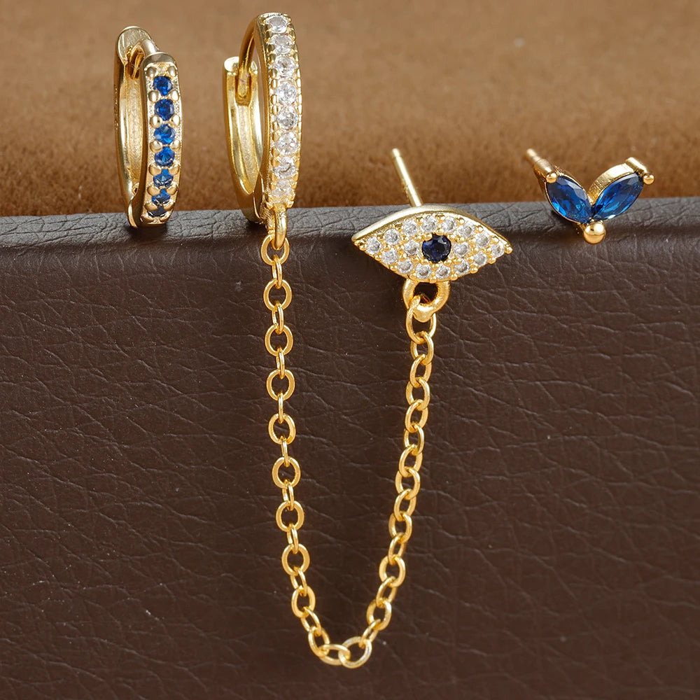 Zenith Trio – The Fashionable Blue Zircon Earring Se