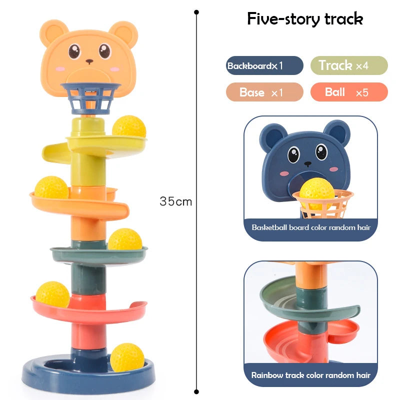 Rainbow Spiral Ball Tower – 2 to 7-Layer Rolling Track Educational Toy