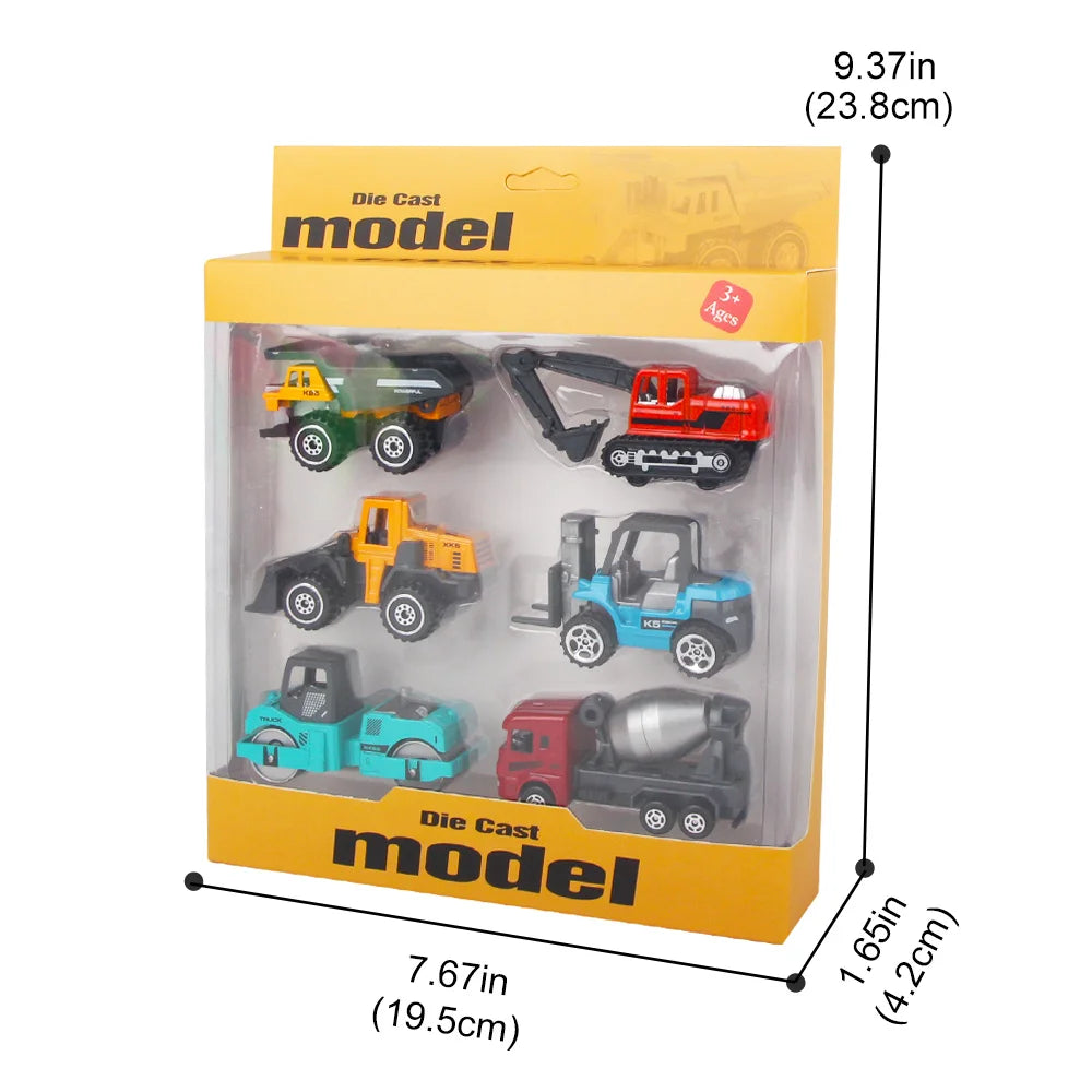 Build & Go Construction Fleet – 6-Piece Alloy Engineering Trucks Set