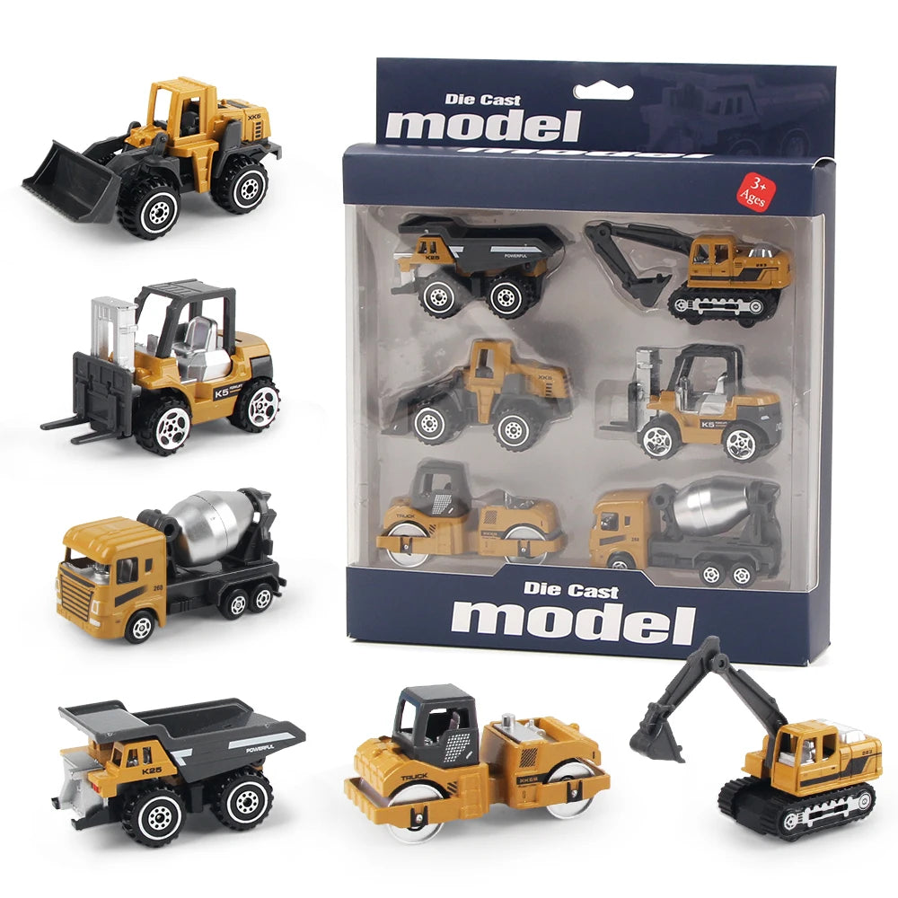 Build & Go Construction Fleet – 6-Piece Alloy Engineering Trucks Set