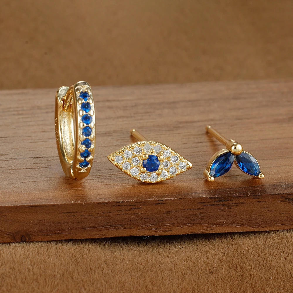 Zenith Trio – The Fashionable Blue Zircon Earring Se