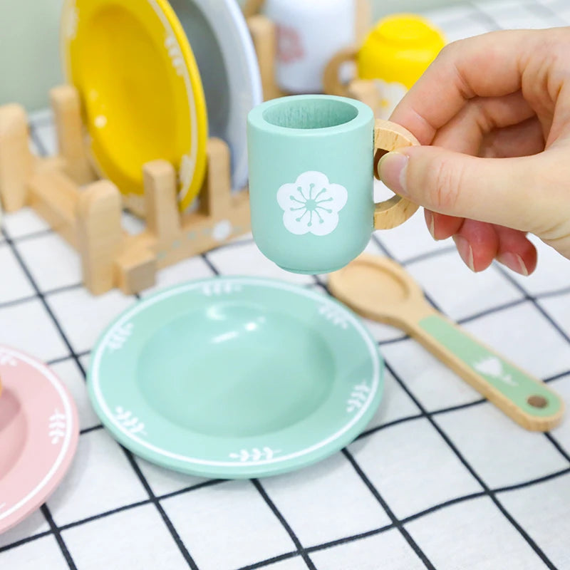 Wooden Pretend Kitchen Set for Toddlers