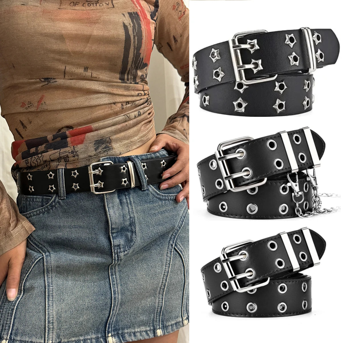 Aura Punk – The Y2K Double-Hole Belt for Men & Women