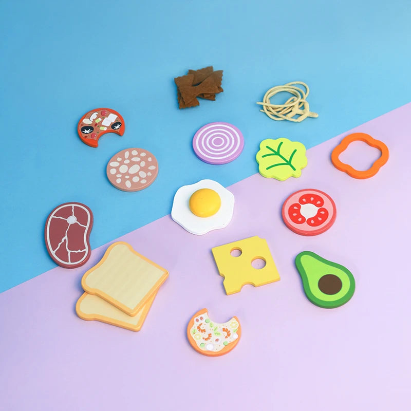 Wooden Pretend Kitchen Set for Toddlers