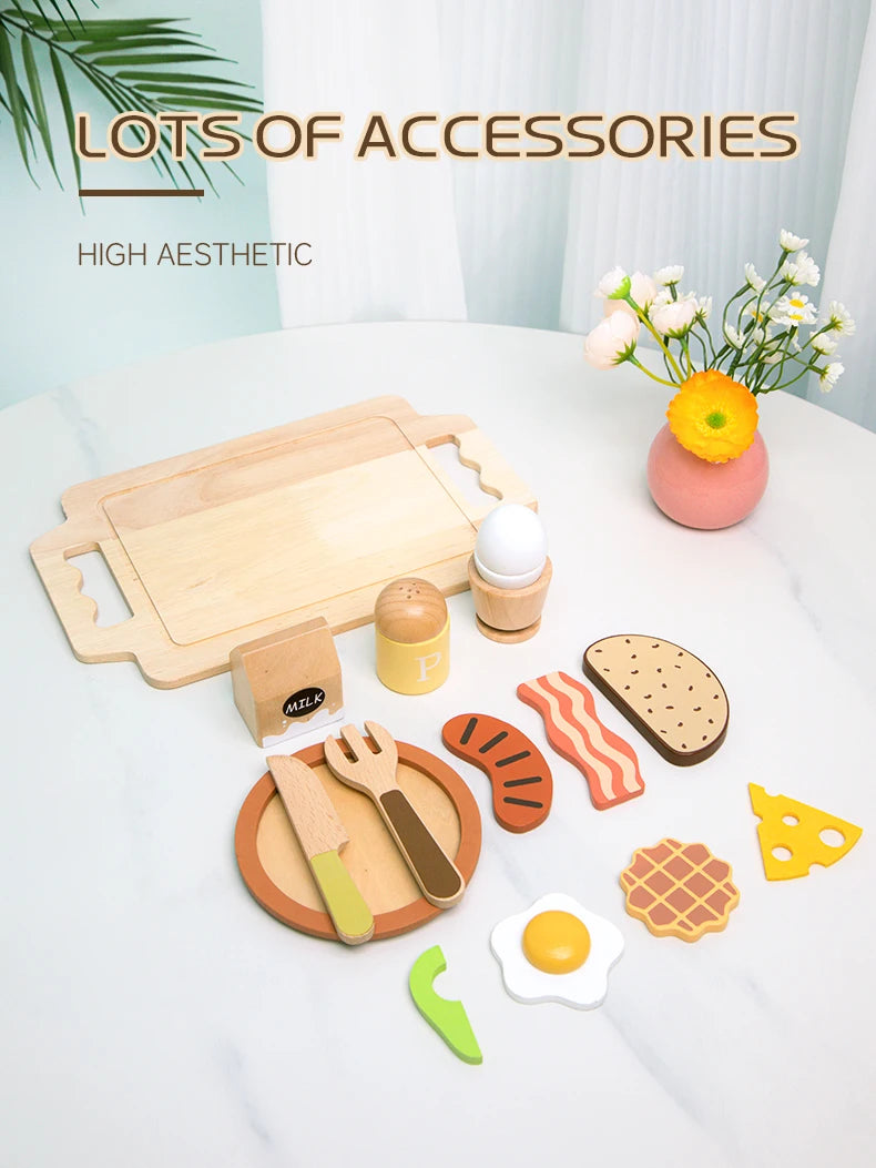 Wooden Pretend Kitchen Set for Toddlers