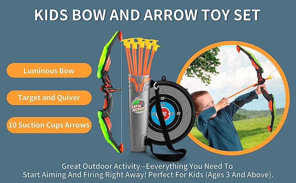 Light-Up Archery Set for Kids – Bow, Quiver & Target
