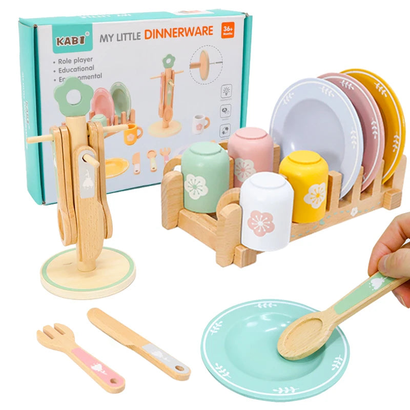 Wooden Pretend Kitchen Set for Toddlers