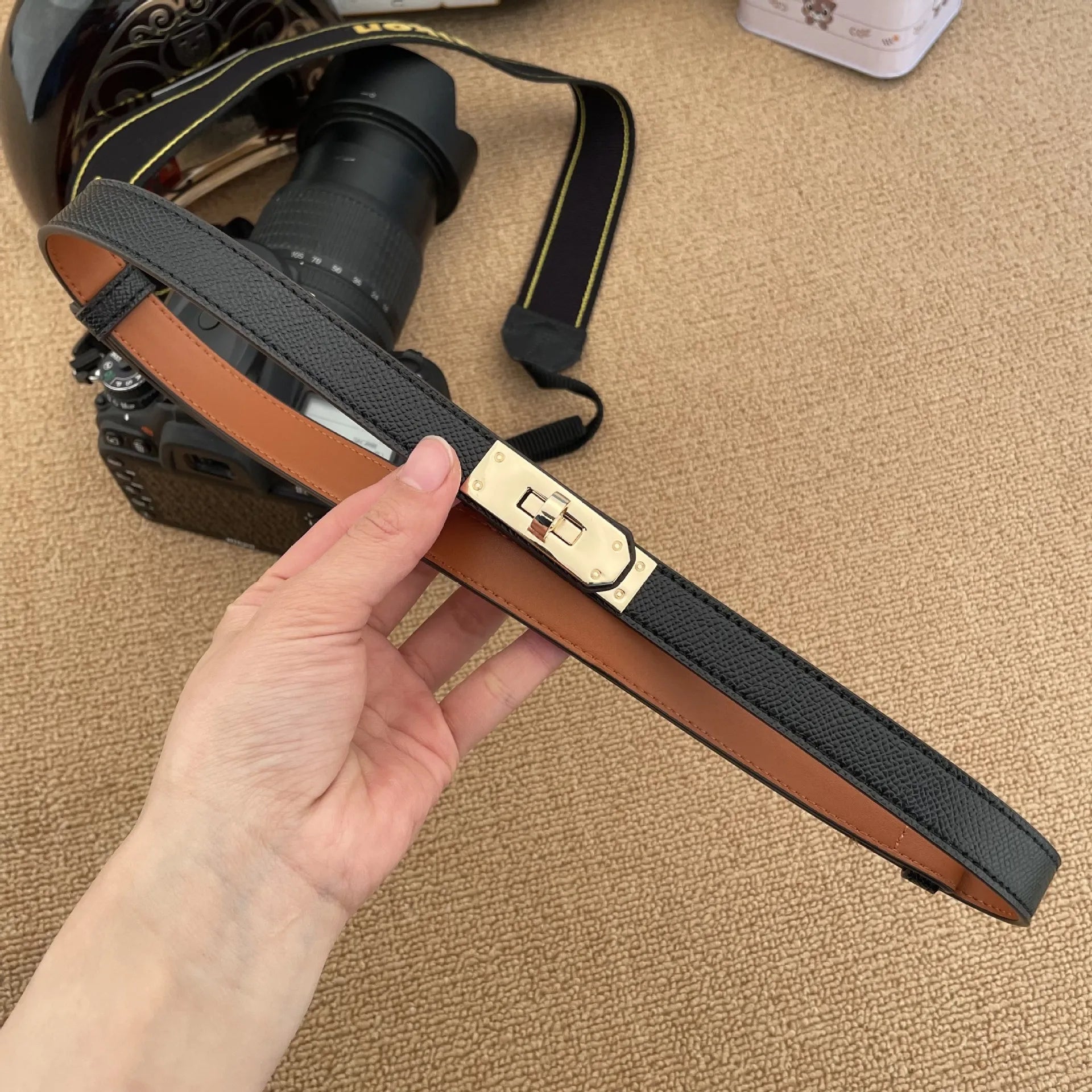 Aurelia Lux – The Golden Buckle Women's Leather Belt