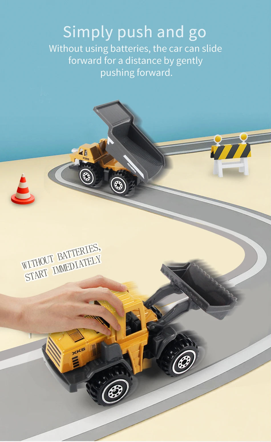 Build & Go Construction Fleet – 6-Piece Alloy Engineering Trucks Set