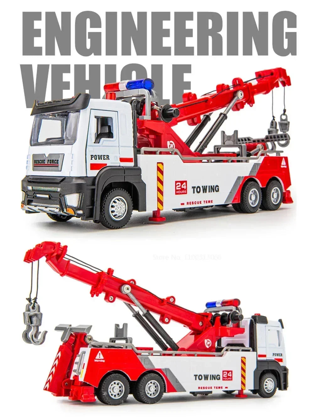 PowerTow 1:32 Alloy Wrecker Truck – Metal Diecast Rescue Vehicle with Lights & Sound