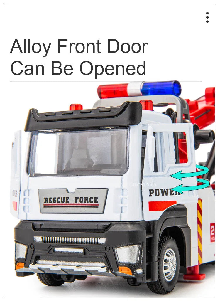 PowerTow 1:32 Alloy Wrecker Truck – Metal Diecast Rescue Vehicle with Lights & Sound