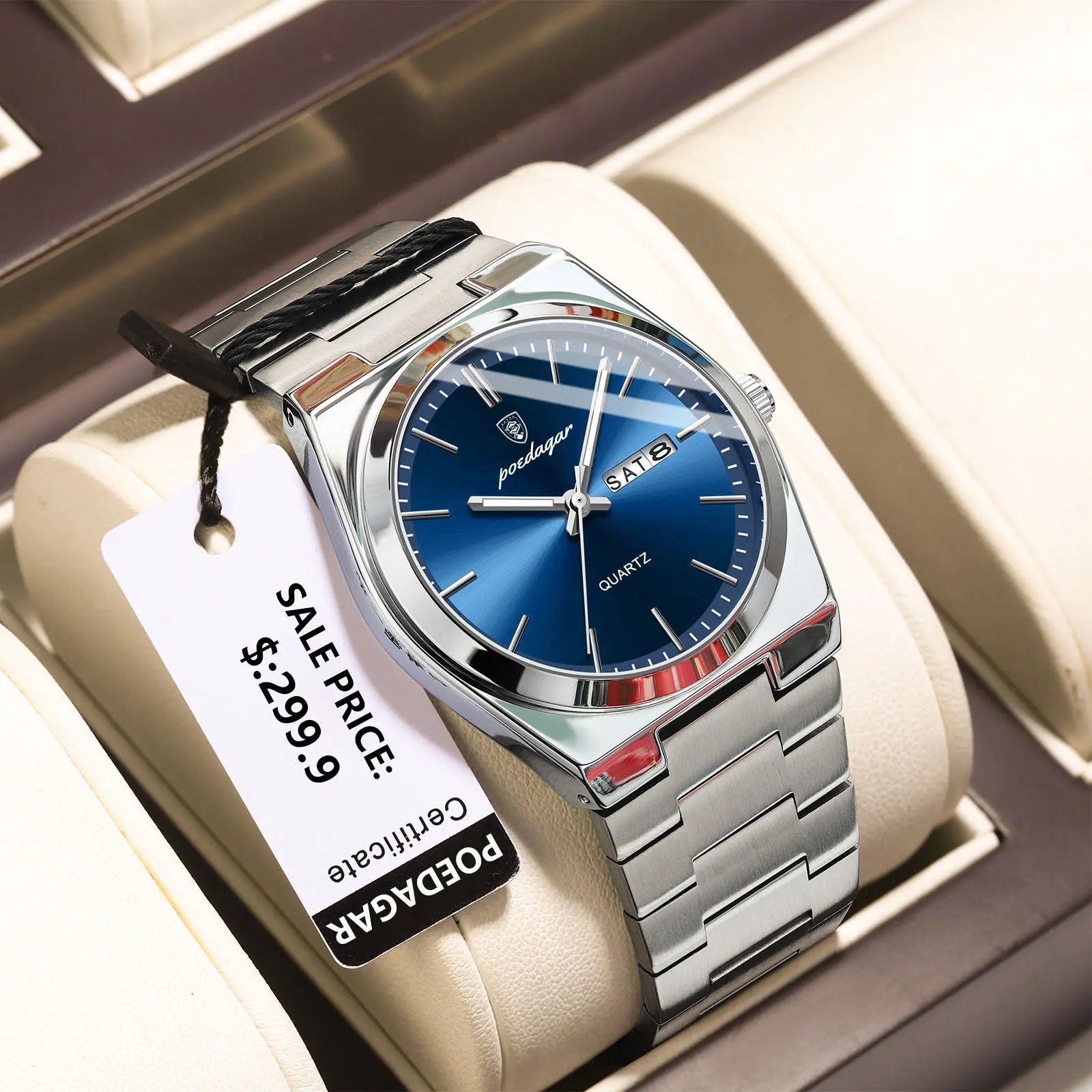 POEDAGAR Steel Horizon – Luxury Men’s Quartz Watch