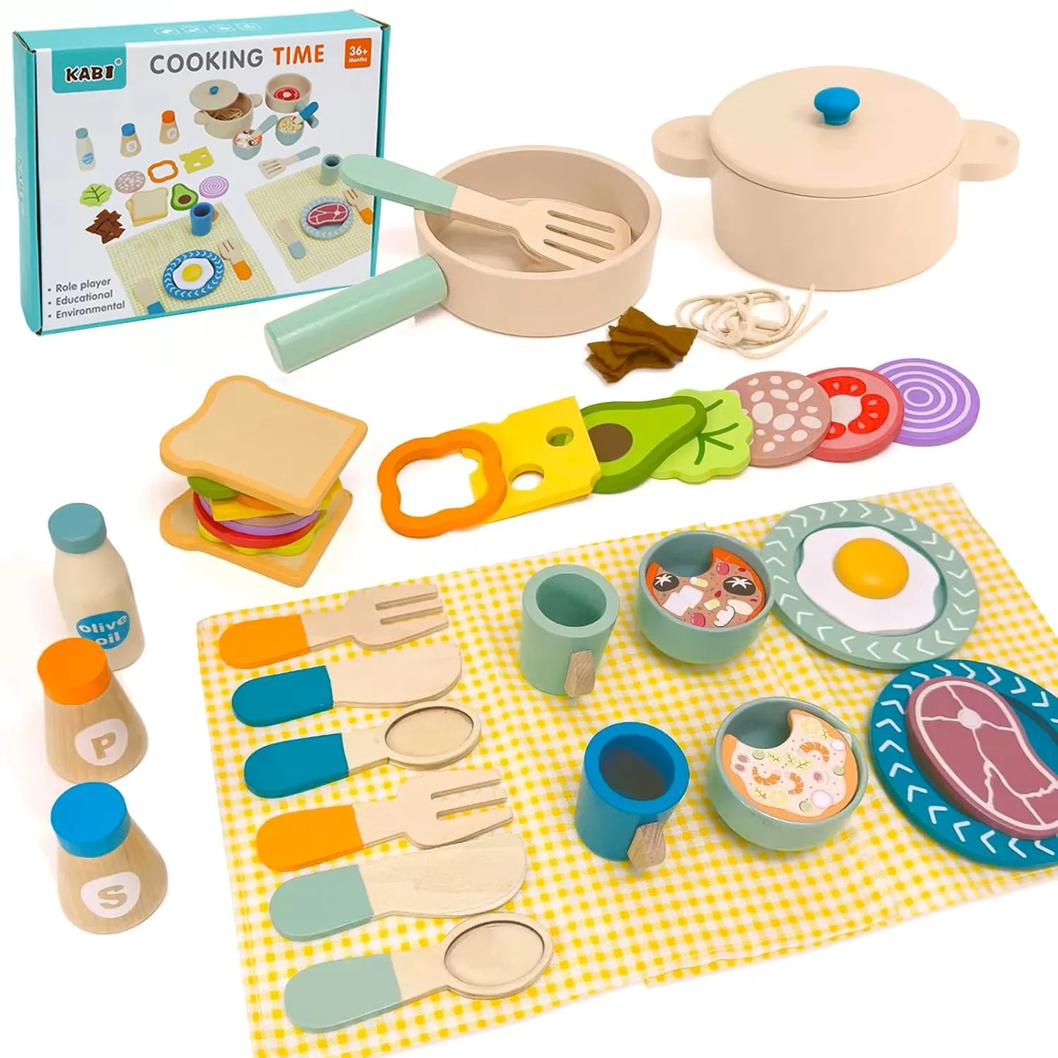 Wooden Pretend Kitchen Set for Toddlers