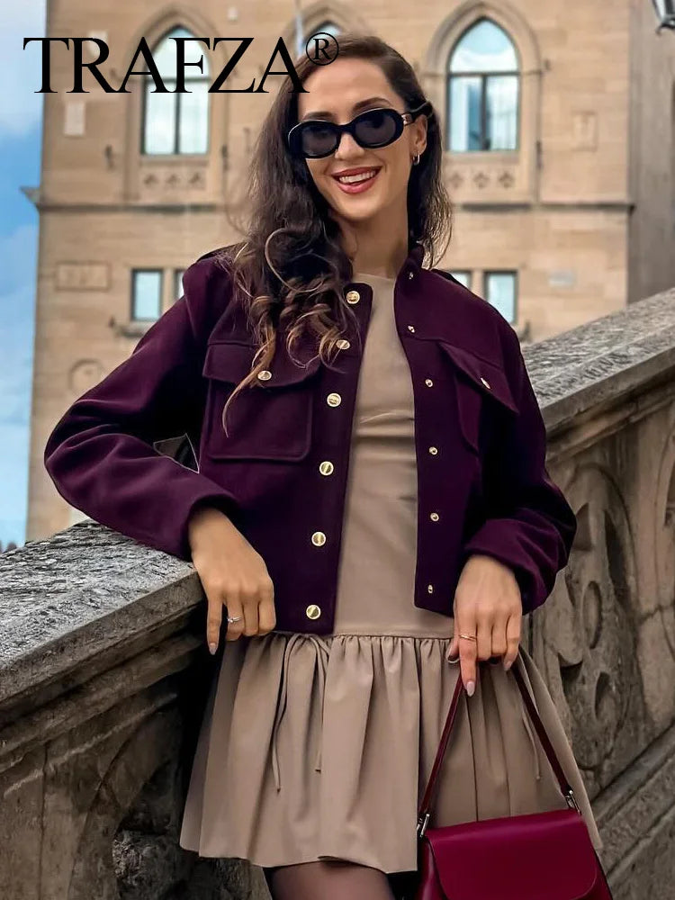 Aura Luxe Bomber – The Soft Tweed Woolen Jacket