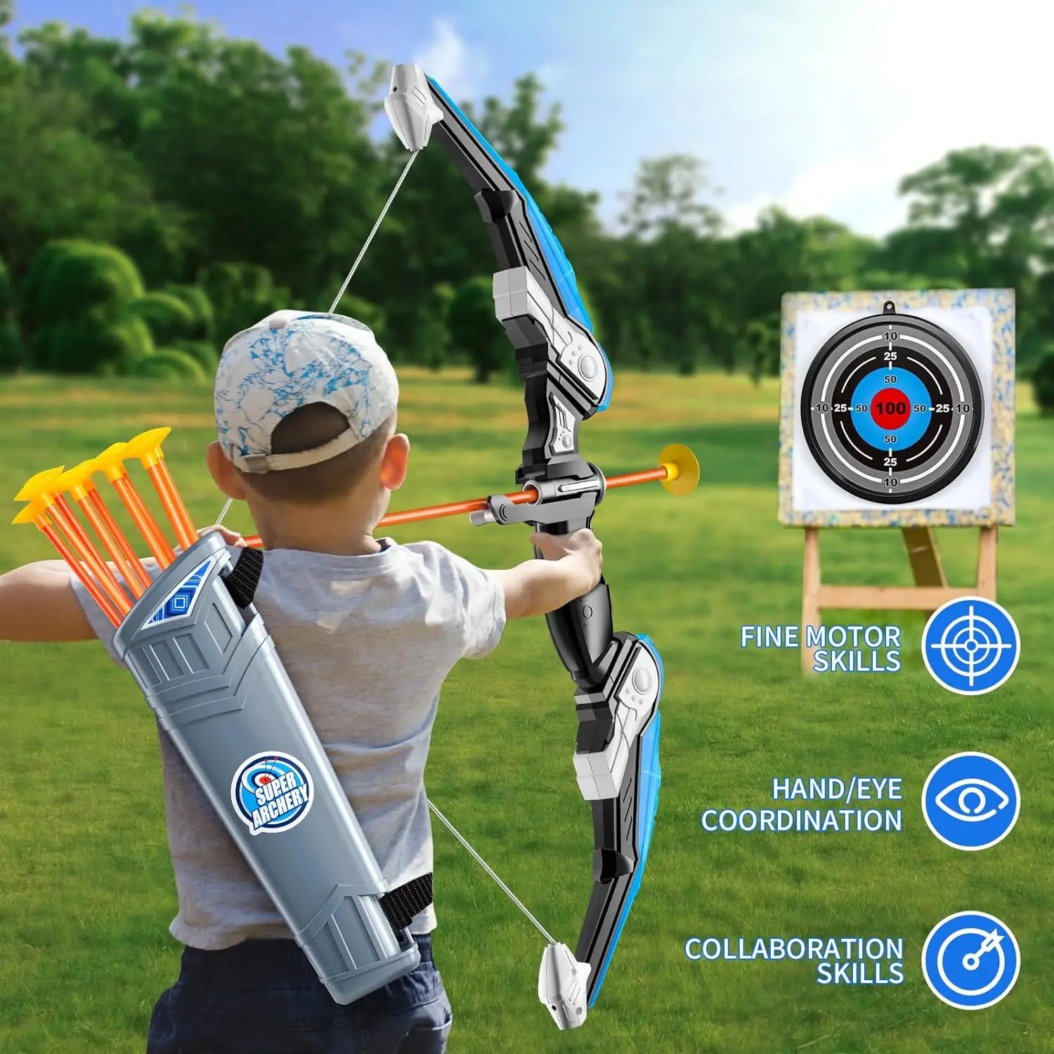 Light-Up Archery Set for Kids – Bow, Quiver & Target