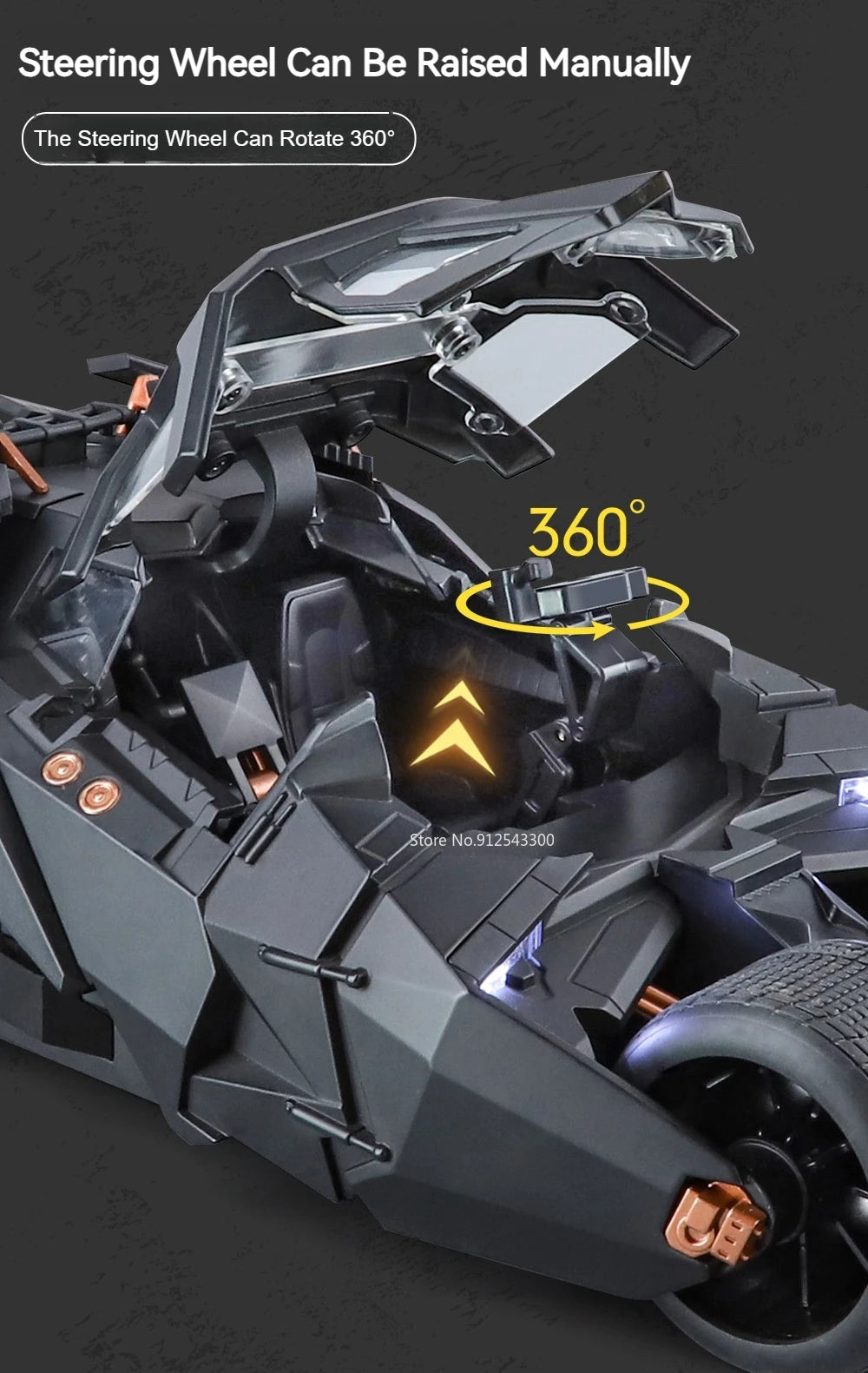1:18 Dark Knight Batmobile – Premium Diecast Model with Lights & Sound