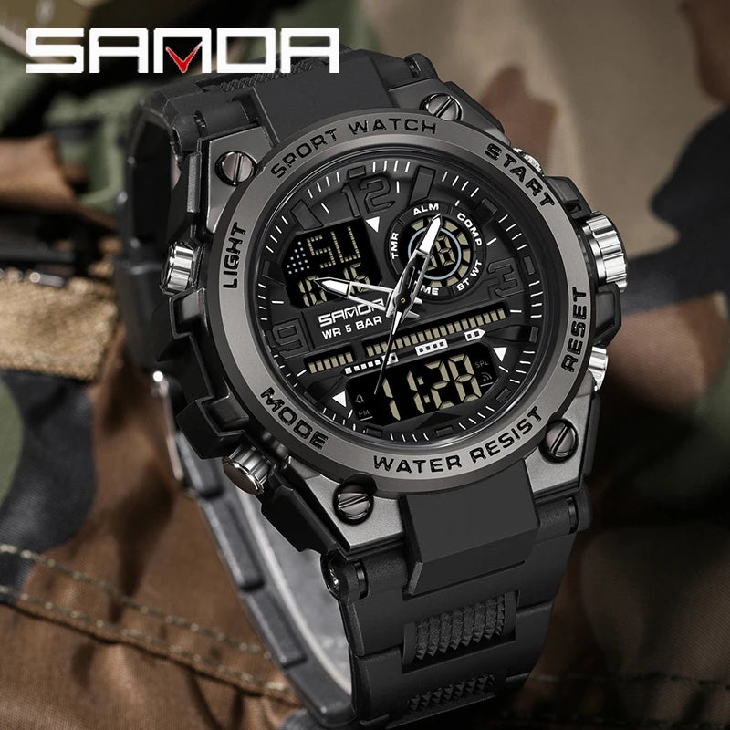 SANDA NightCommand – Dual Display Tactical Watch