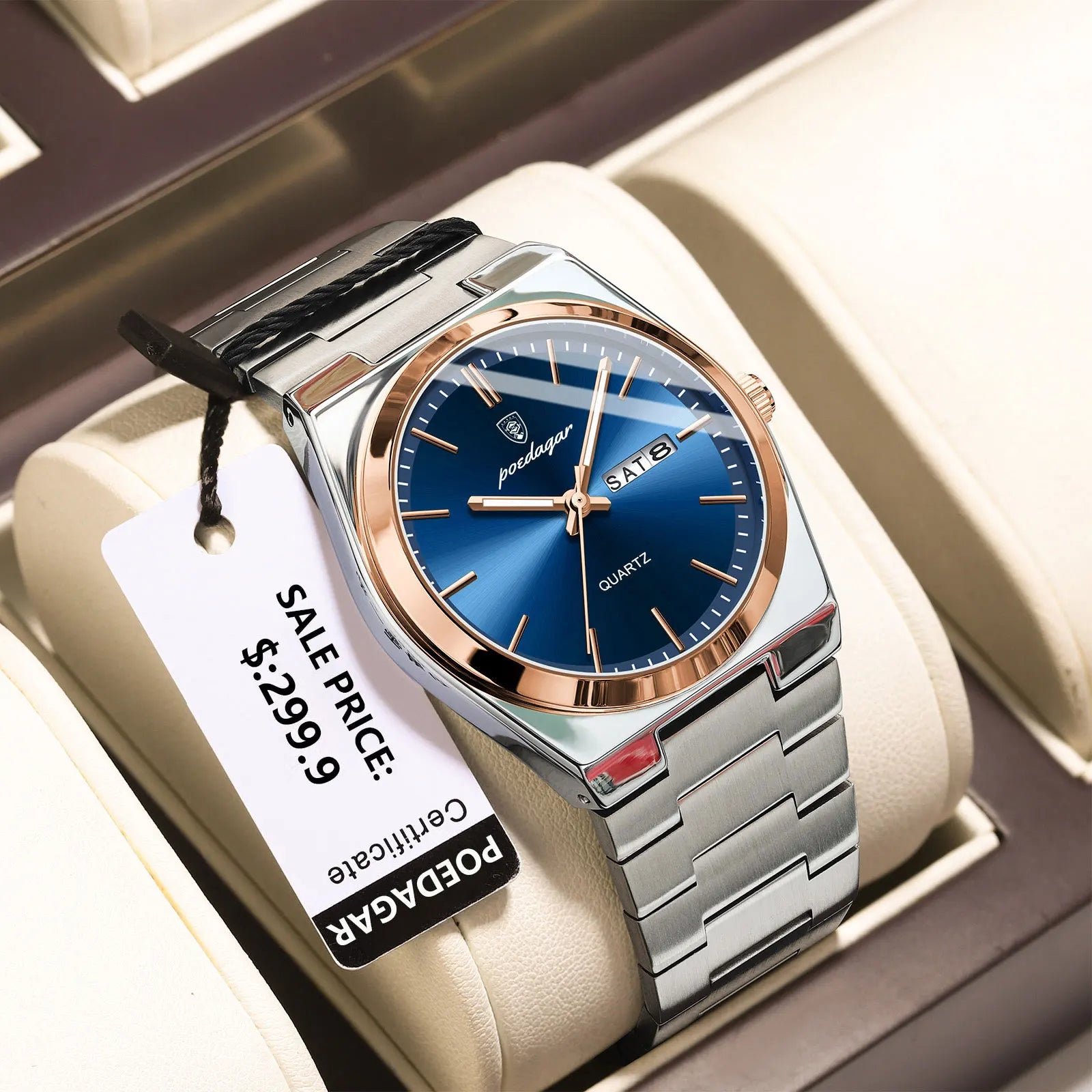 POEDAGAR Steel Horizon – Luxury Men’s Quartz Watch
