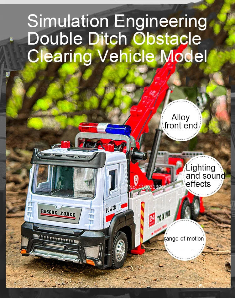 PowerTow 1:32 Alloy Wrecker Truck – Metal Diecast Rescue Vehicle with Lights & Sound