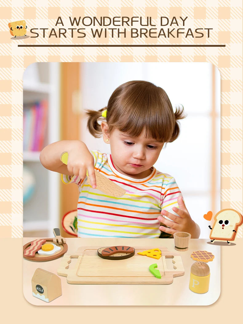 Wooden Pretend Kitchen Set for Toddlers