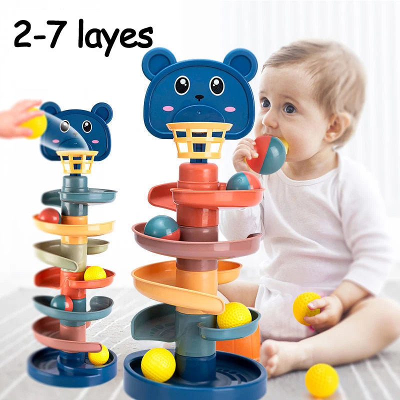 Rainbow Spiral Ball Tower – 2 to 7-Layer Rolling Track Educational Toy