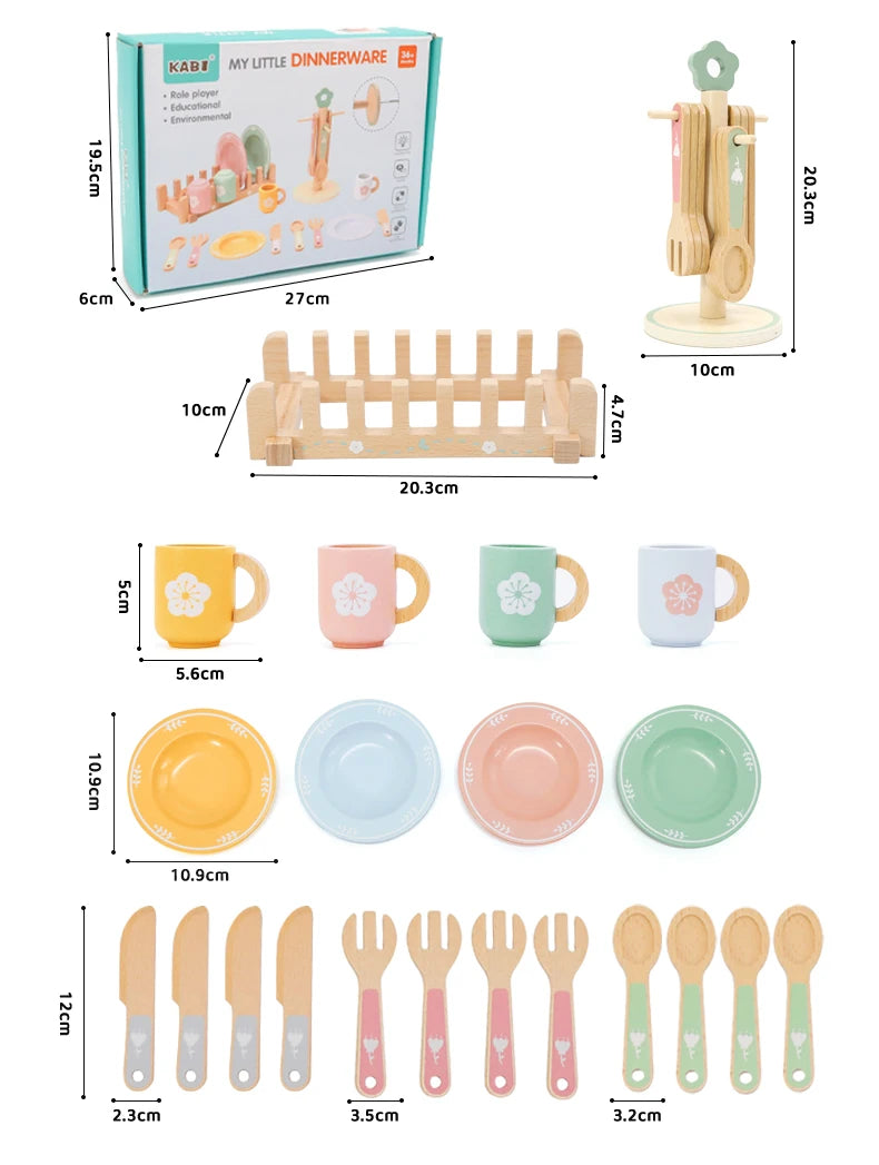 Wooden Pretend Kitchen Set for Toddlers