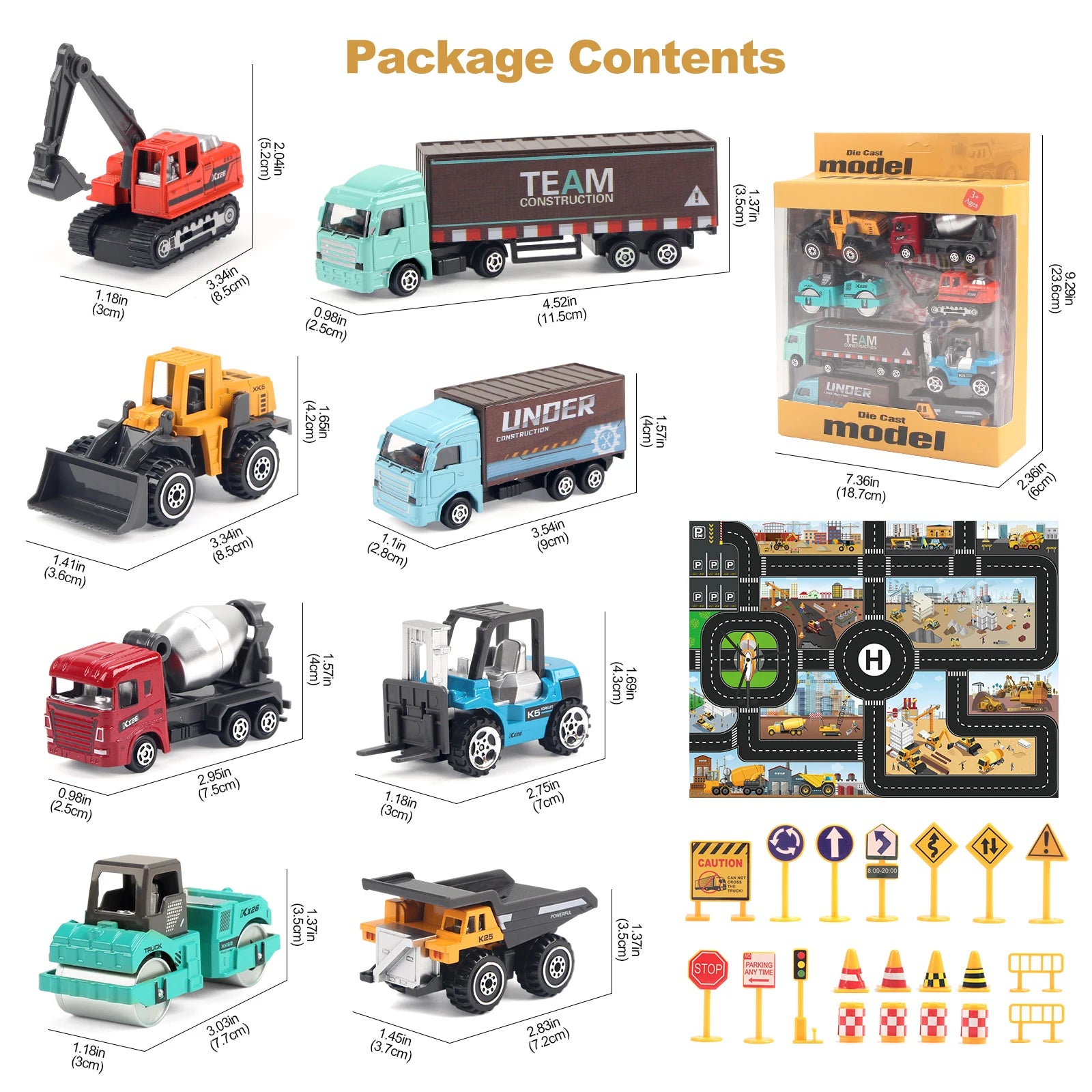 Build & Go Construction Fleet – 6-Piece Alloy Engineering Trucks Set