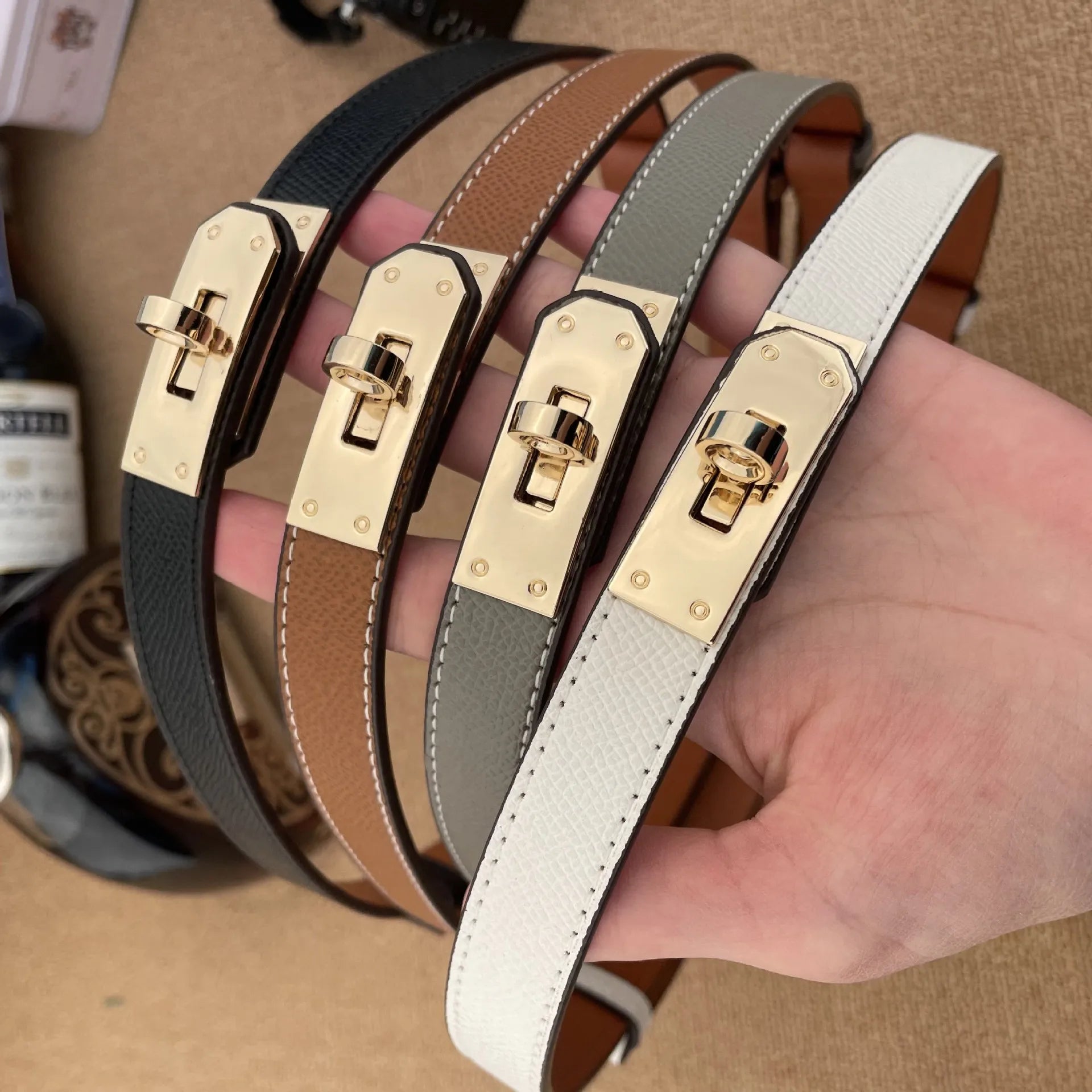 Aurelia Lux – The Golden Buckle Women's Leather Belt