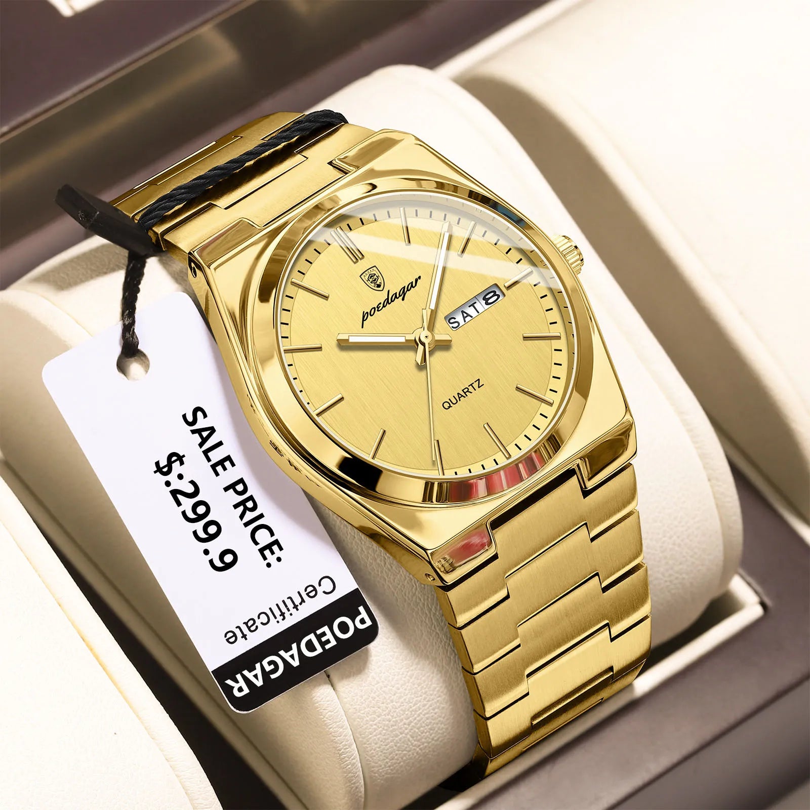 POEDAGAR Steel Horizon – Luxury Men’s Quartz Watch