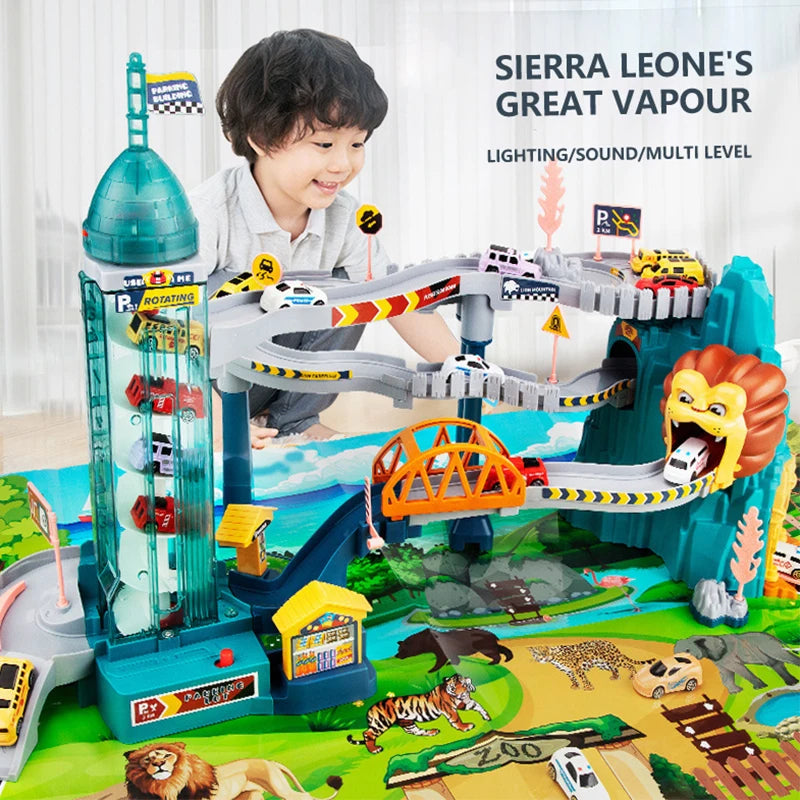 Lion Adventure Race Track – Diecast Car Racing Set for Kids