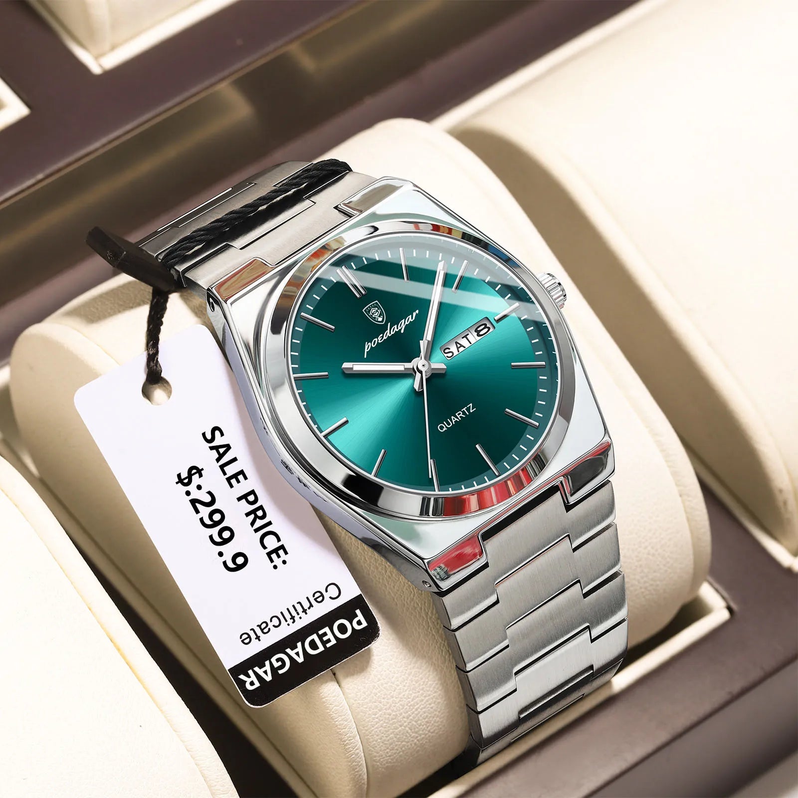 POEDAGAR Steel Horizon – Luxury Men’s Quartz Watch