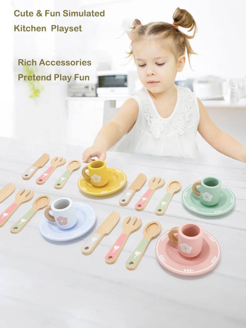 Wooden Pretend Kitchen Set for Toddlers