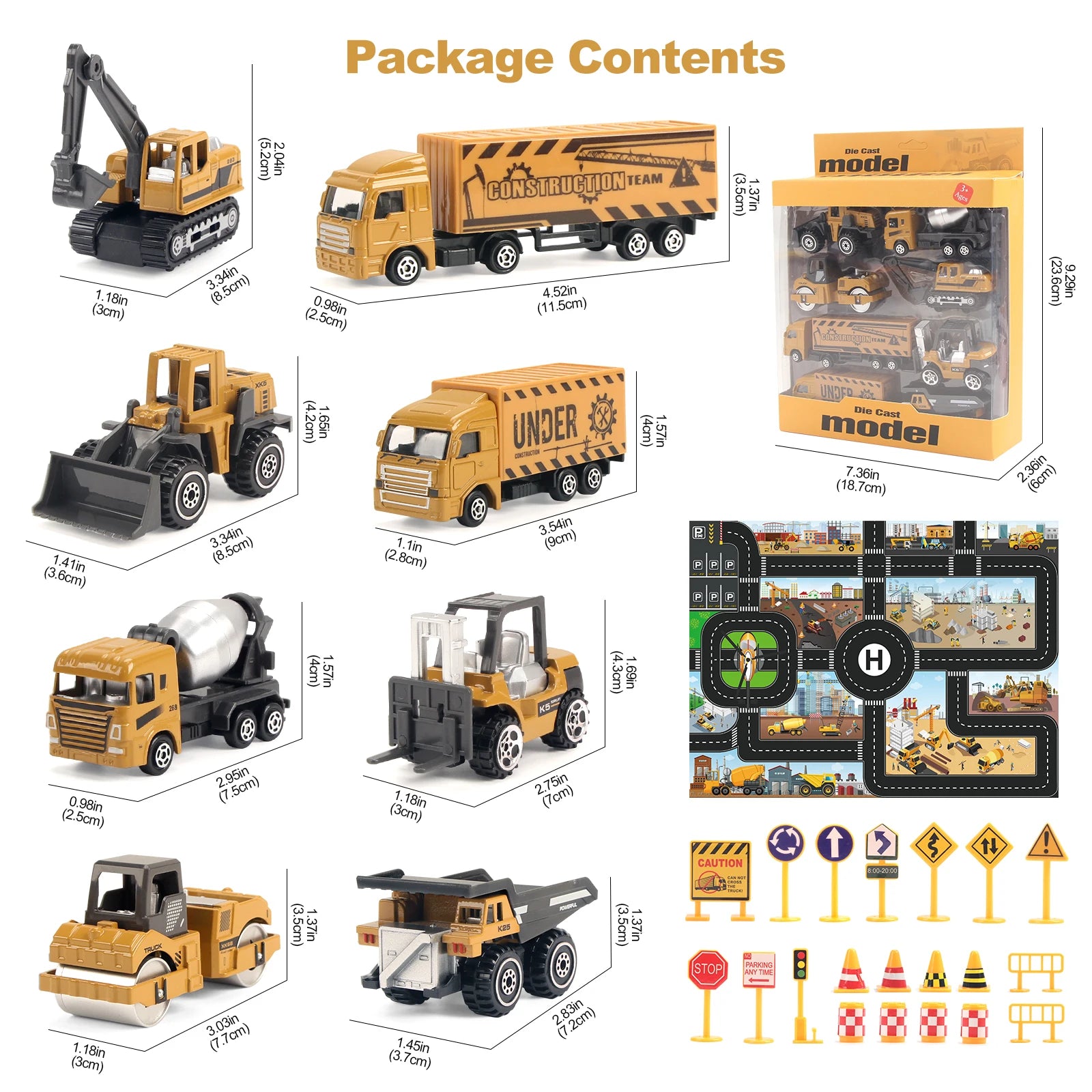 Build & Go Construction Fleet – 6-Piece Alloy Engineering Trucks Set