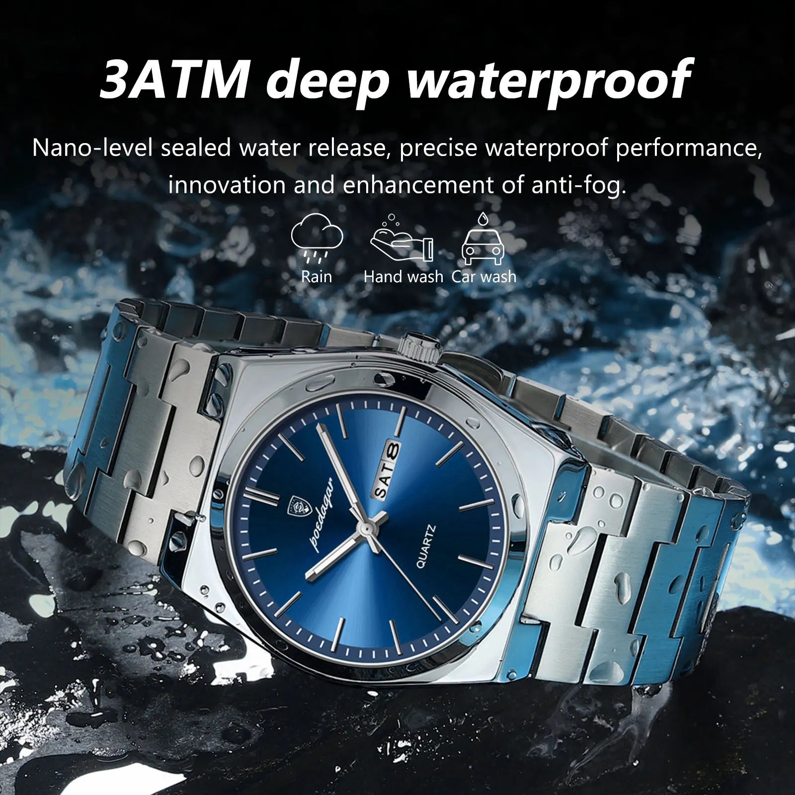 POEDAGAR Steel Horizon – Luxury Men’s Quartz Watch