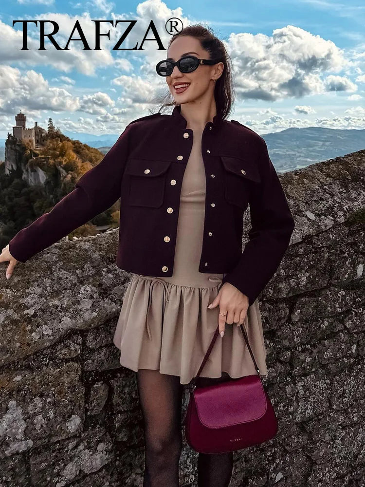 Aura Luxe Bomber – The Soft Tweed Woolen Jacket