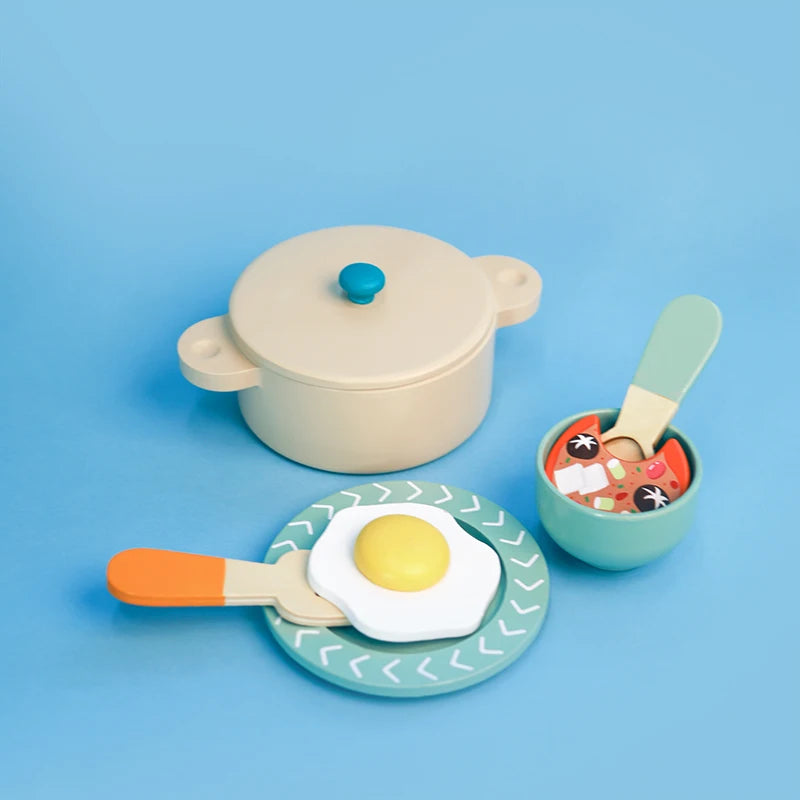 Wooden Pretend Kitchen Set for Toddlers