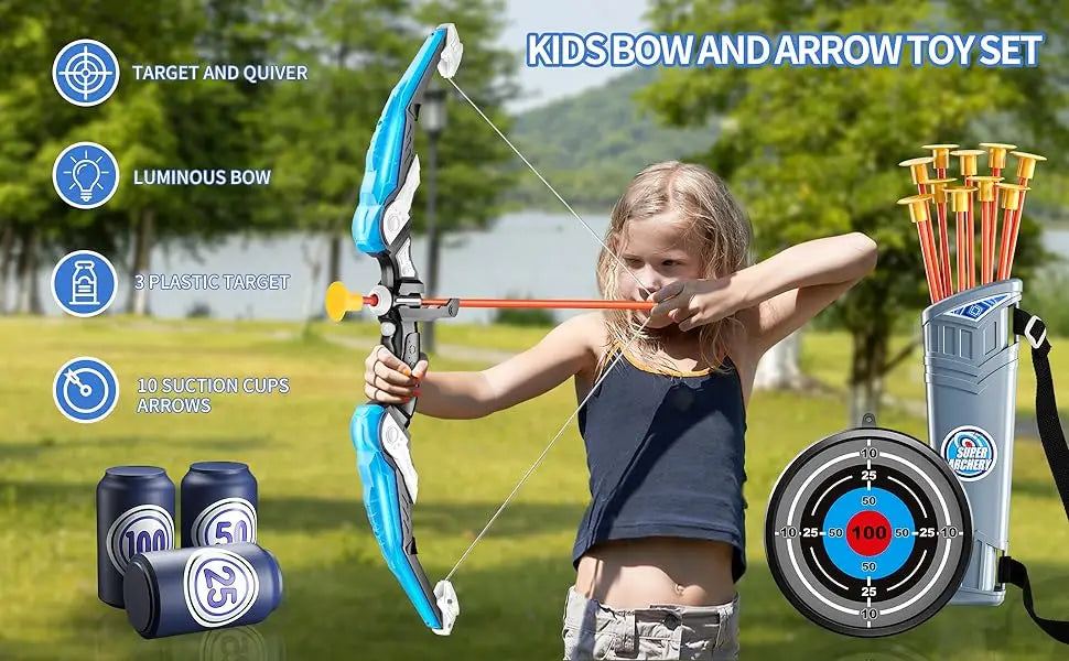 Light-Up Archery Set for Kids – Bow, Quiver & Target