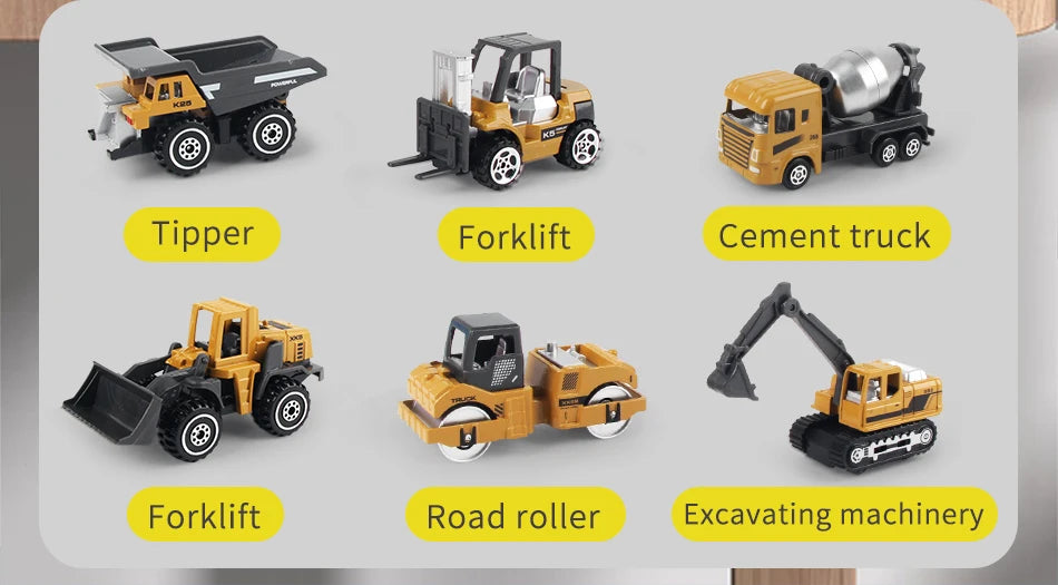 Build & Go Construction Fleet – 6-Piece Alloy Engineering Trucks Set