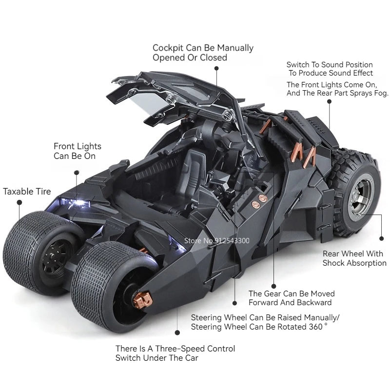 1:18 Dark Knight Batmobile – Premium Diecast Model with Lights & Sound