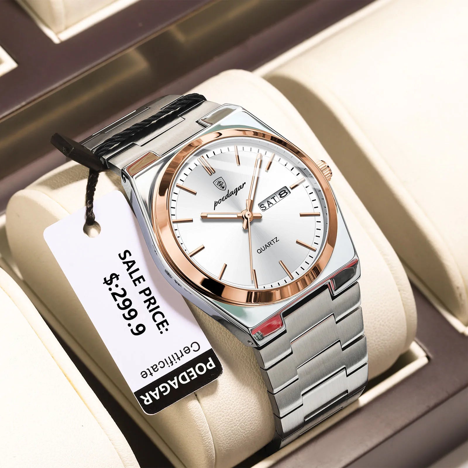 POEDAGAR Steel Horizon – Luxury Men’s Quartz Watch
